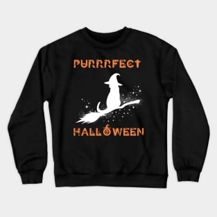 Funny Gifts for Halloween Witcher Cat Purrrfect Halloween Crewneck Sweatshirt